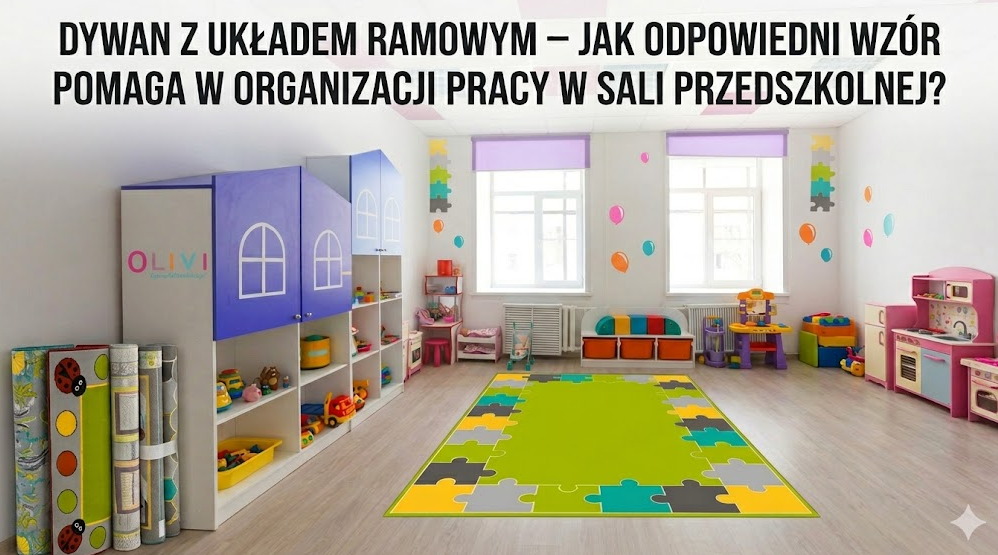 Dywan z układem ramowym – jak odpowiedni wzór pomaga w organizacji pracy w sali przedszkolnej?